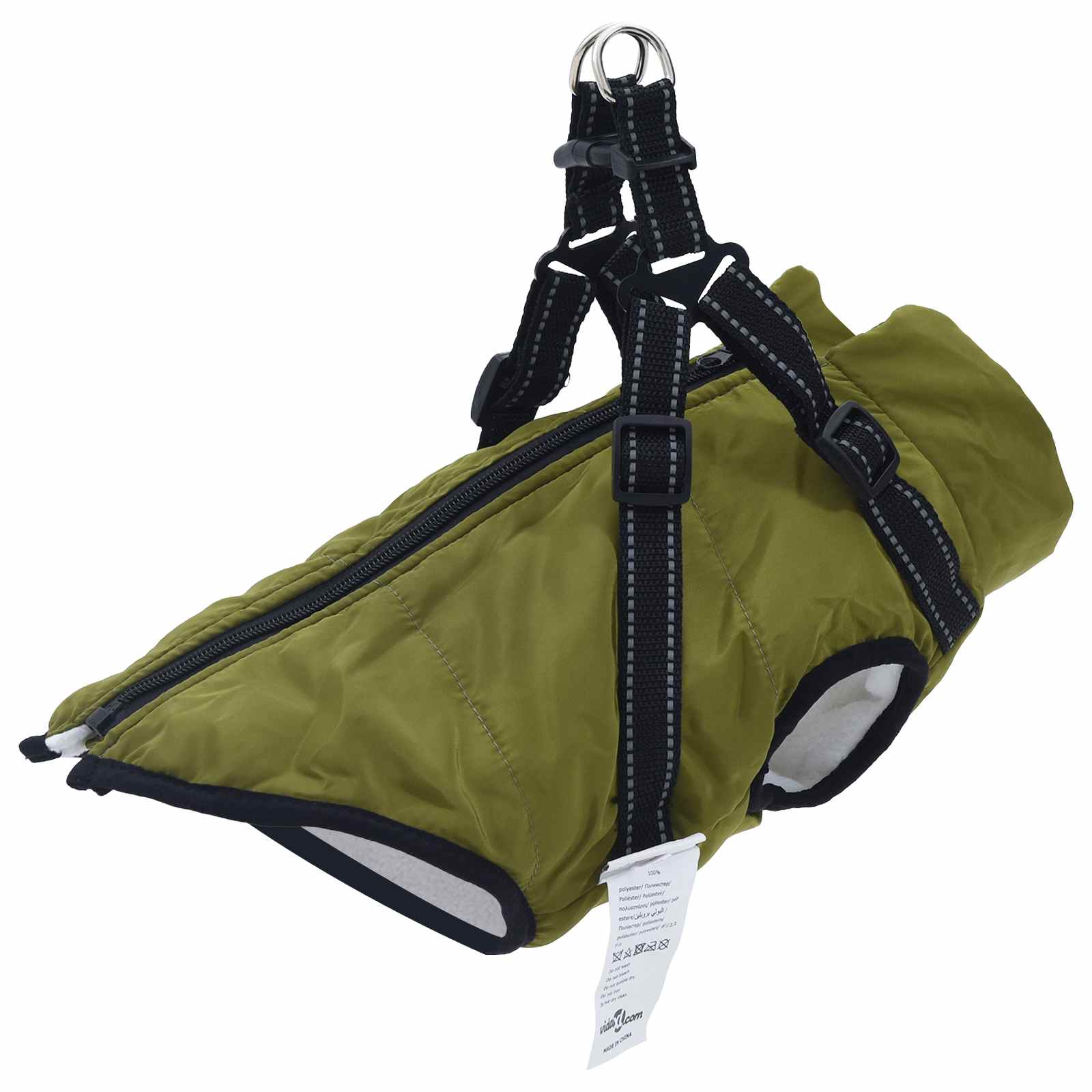 3422514_1.jpg vidaXL Psí kabát Armádna zelená L36 Flís a polyester – Obrázok 1