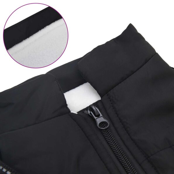 vidaXL Psí kabát s postrojom Čierna L Flís a polyester – Obrázok 7