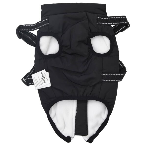 vidaXL Psí kabát s postrojom Čierna XL Flís a polyester – Obrázok 5