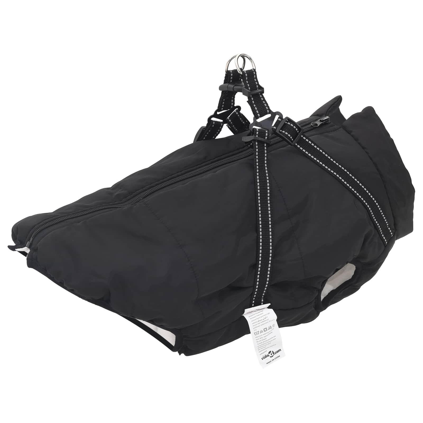 3422535_1.jpg vidaXL Psí kabát Čierna L48 Flís a polyester – Obrázok 1