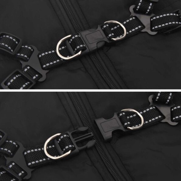 vidaXL Psí kabát Čierna L48 Flís a polyester – Obrázok 6