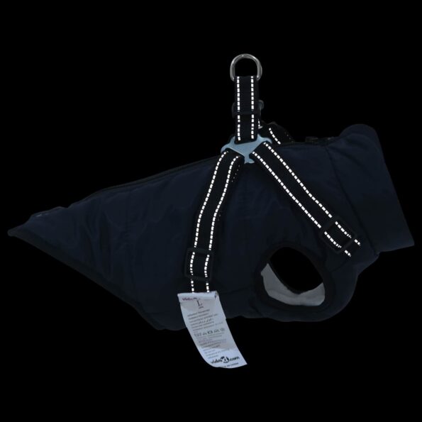 vidaXL Psí kabát s postrojom Námornícka modrá L Flís a polyester – Obrázok 9