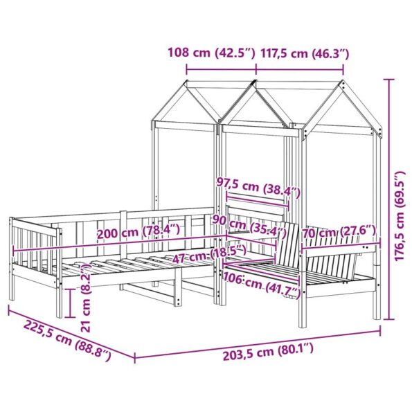 vidaXL Súprava dennej postele 3 pcs Včelí hnedý – Obrázok 8