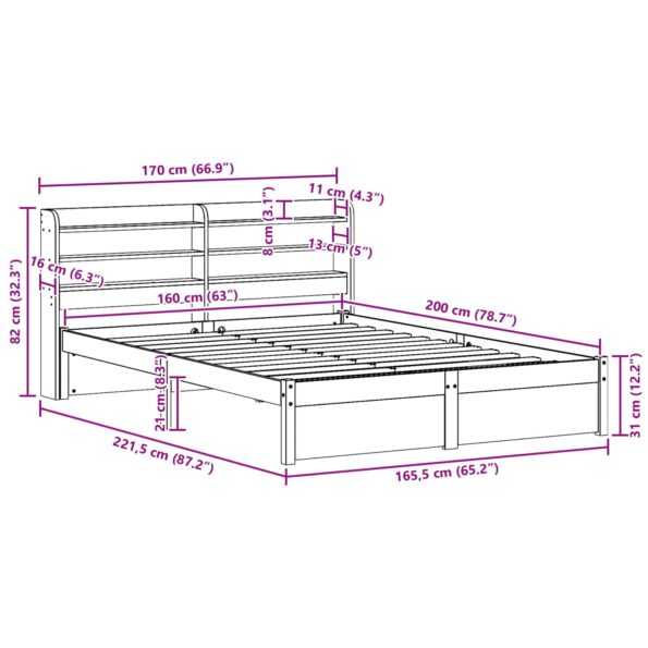 vidaXL Rám postele 2 pcs Včelí hnedý Masívne borovicové drevo – Obrázok 12
