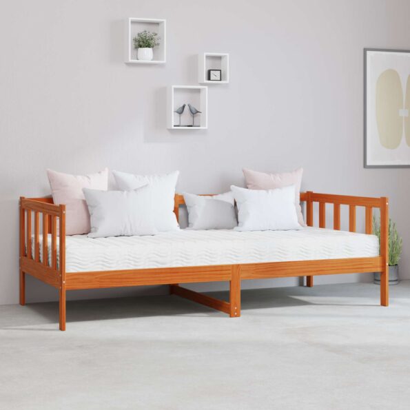 vidaXL Denná posteľ s matracmi Voskovo hnedá a biela 90 x 200 cm – Obrázok 3