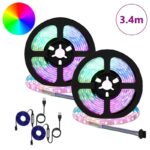 vidaXL LED pás 2 pcs Čierna a priehľadná 1700 mm Meď a plast – Obrázok 2