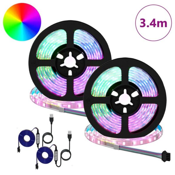 vidaXL LED pás 2 pcs Čierna a priehľadná 1700 mm Meď a plast – Obrázok 2