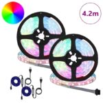 vidaXL LED pás 4 pcs Čierna a priehľadná 210 x 0,8 x 0,3 cm – Obrázok 2