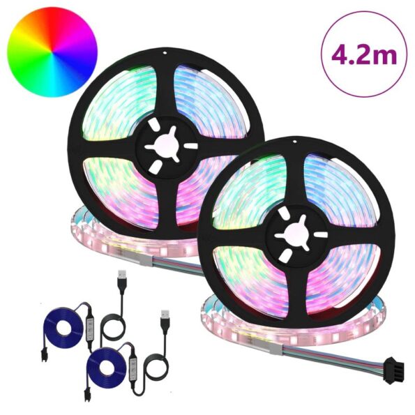 vidaXL LED pás 4 pcs Čierna a priehľadná 210 x 0,8 x 0,3 cm – Obrázok 2