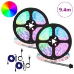 vidaXL LED pás 2 pcs Čierna a priehľadná 4700 mm Meď a plast – Obrázok 2