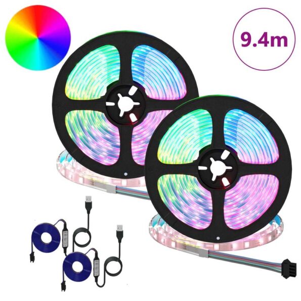 vidaXL LED pás 2 pcs Čierna a priehľadná 4700 mm Meď a plast – Obrázok 2
