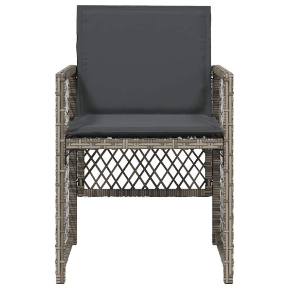 vidaXL Záhradné stoličky s vankúšmi 4 ks sivé polyratanové – Obrázok 5