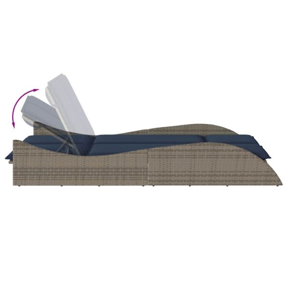 vidaXL Záhradné ležadlo s vankúšmi, sivé 114x205x73 cm, polyratan – Obrázok 7
