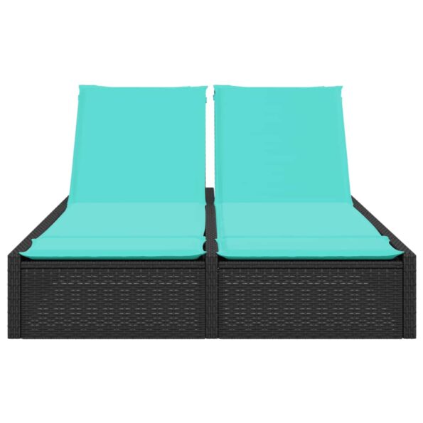 vidaXL Dvojité ležadlo s vankúšmi, čierne, polyratan – Obrázok 3