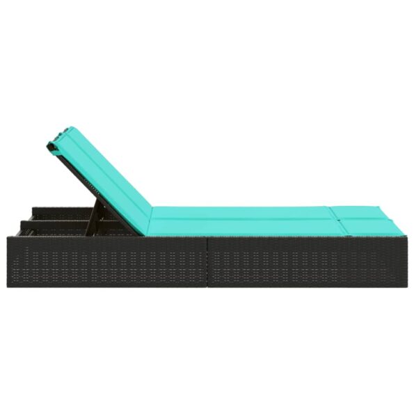 vidaXL Dvojité ležadlo s vankúšmi, čierne, polyratan – Obrázok 4