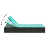 vidaXL Dvojité ležadlo s vankúšmi, čierne, polyratan – Obrázok 6