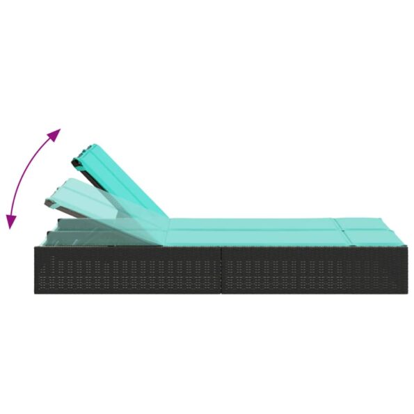 vidaXL Dvojité ležadlo s vankúšmi, čierne, polyratan – Obrázok 6