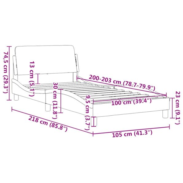 vidaXL Rám postele Dover biely 100x203 cm umelá koža – Obrázok 9