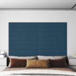 vidaXL Nástenný čelník 12 pcs Modrá 90 x 15 cm Zamat