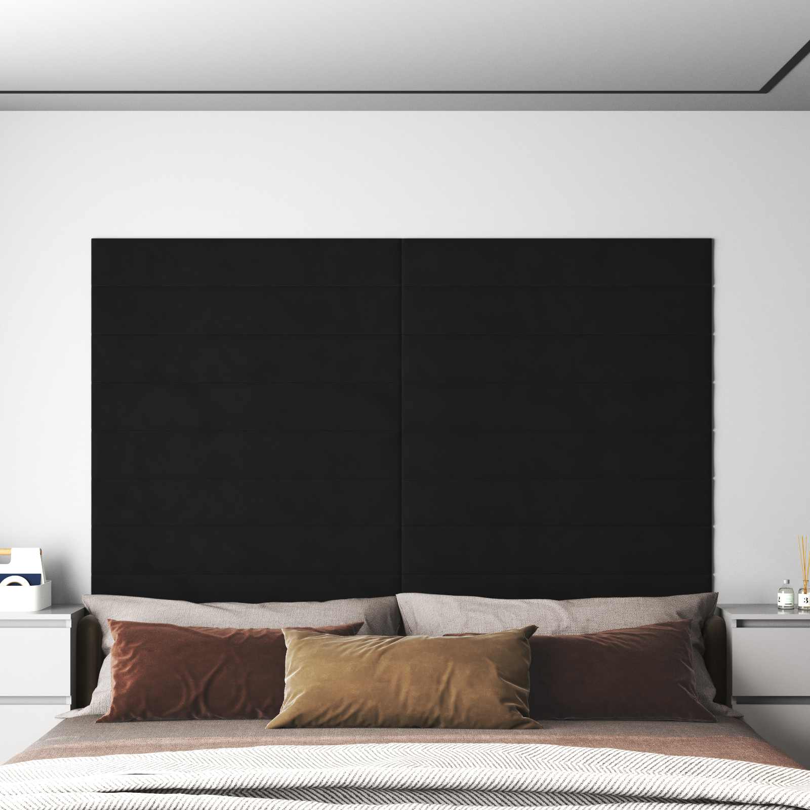 4008364_1.jpg vidaXL Nástenný čelník 12 pcs Čierny 90 x 15 cm Zamat – Obrázok 1