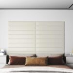 vidaXL Nástenný čelník 12 pcs Krémová 90 x 15 cm Zamat