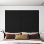 vidaXL Nástenný čelník 12 pcs Čierna 90 x 30 cm látka