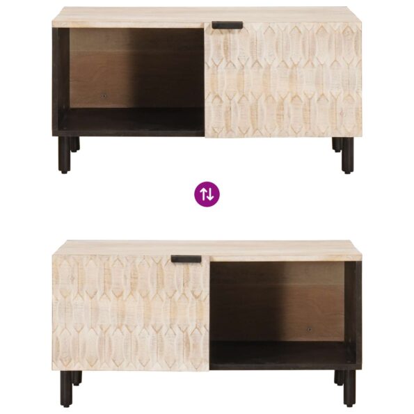 vidaXL Konferenčný stolík Biela 80 x 50 x 40 cm Masívne mango drevo – Obrázok 10