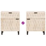 vidaXL Nočný stolík Biela 50 x 33 x 60 cm Masívne mango drevo – Obrázok 11