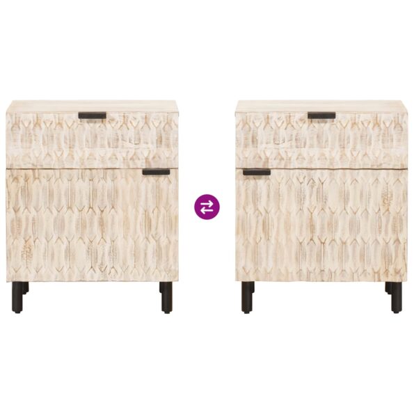 vidaXL Nočný stolík Biela 50 x 33 x 60 cm Masívne mango drevo – Obrázok 11