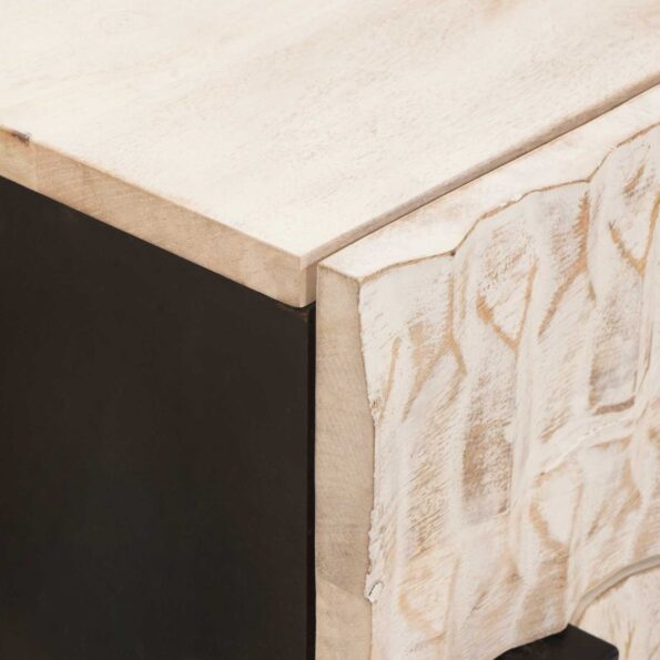 vidaXL Nočný stolík Biela 50 x 33 x 60 cm Masívne mango drevo – Obrázok 6