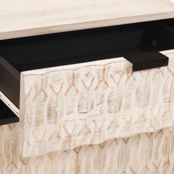 vidaXL Nočný stolík Biela 50 x 33 x 60 cm Masívne mango drevo – Obrázok 8