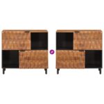 vidaXL Servírovacia skriňa Jednofarebný Drevité hnedé dokončenie – Obrázok 10