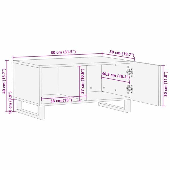 vidaXL Konferenčné stolíky Hnedá 80 x 50 x 40 cm mangový masív – Obrázok 12