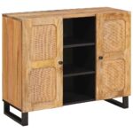 vidaXL Highboard s úložiskom Hnedá 90 x 33 x 75 cm Masívne mango drevo