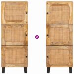vidaXL Highboard s dverami Hnedá 40 x 33 x 110 cm Masívne mango drevo – Obrázok 9