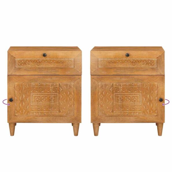 vidaXL Nočný stolík Svetlohnedá 50 x 33 x 60 cm mangový masív – Obrázok 10