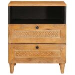 vidaXL Nočný stolík Svetlohnedá 50 x 33 x 60 cm mangový masív – Obrázok 3