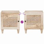 vidaXL Nočný stolík Béžová 40 x 33 x 46 cm mangový masív – Obrázok 10