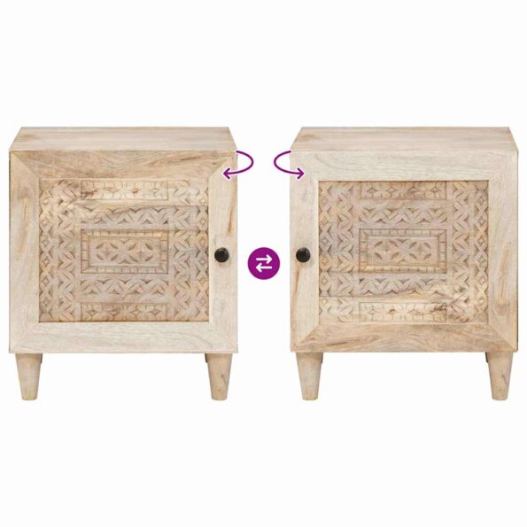 vidaXL Nočný stolík Béžová 40 x 33 x 46 cm mangový masív – Obrázok 10