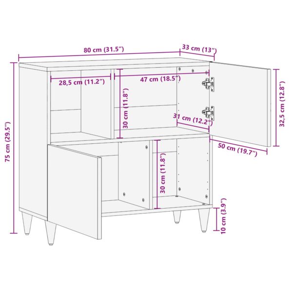 vidaXL Úložné skrine Viacfarebný 80 x 33,5 x 75 cm Masívne mango drevo – Obrázok 12