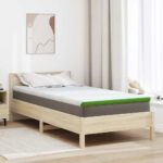 vidaXL Matracová podložka Biela a zelená 90 x 200 cm Jacquardová látka