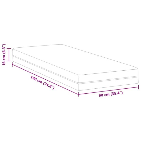 vidaXL Matrac Biela a šedá 90 x 190 cm žakárová tkanina – Obrázok 11