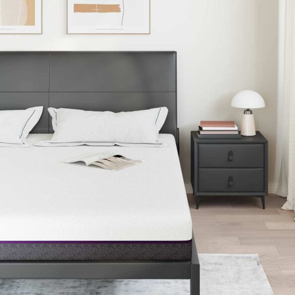 vidaXL Matrac Biela a šedá 200 x 200 cm žakárová tkanina – Obrázok 3