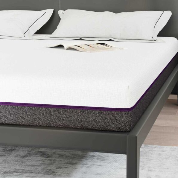 vidaXL Matrac Biela a šedá 200 x 200 cm žakárová tkanina – Obrázok 8