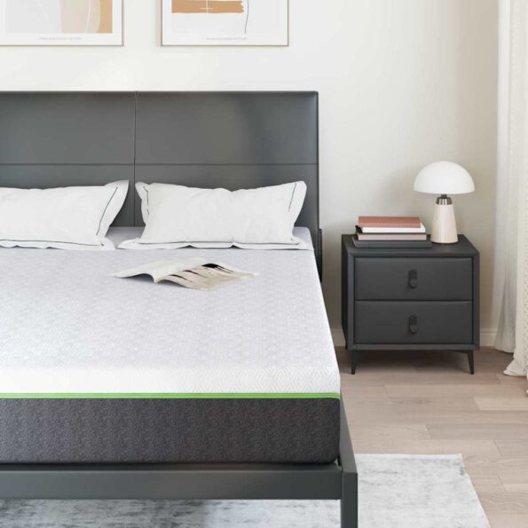 vidaXL Matrace Biela a šedá 100% polyesterová žakárová tkanina – Obrázok 3