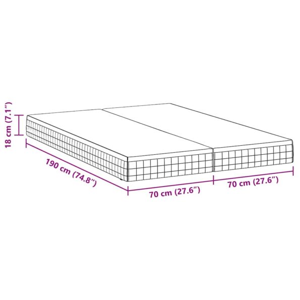 vidaXL Matrace 2 pcs Biela, šedá 70 x 190 cm Pletená látka – Obrázok 12