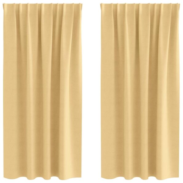 vidaXL Okenice so záclonami 2 pcs Béžová Polyester – Obrázok 2