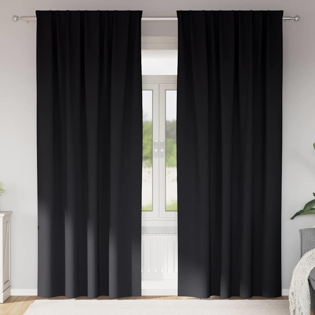 4107430_1.jpg vidaXL Záclony na zatemnenie s krúžkami 2 pcs Čierna 225 x 140 cm – Obrázok 1