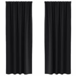 vidaXL Záclony na zatemnenie s krúžkami 2 pcs Čierna 225 x 140 cm – Obrázok 2