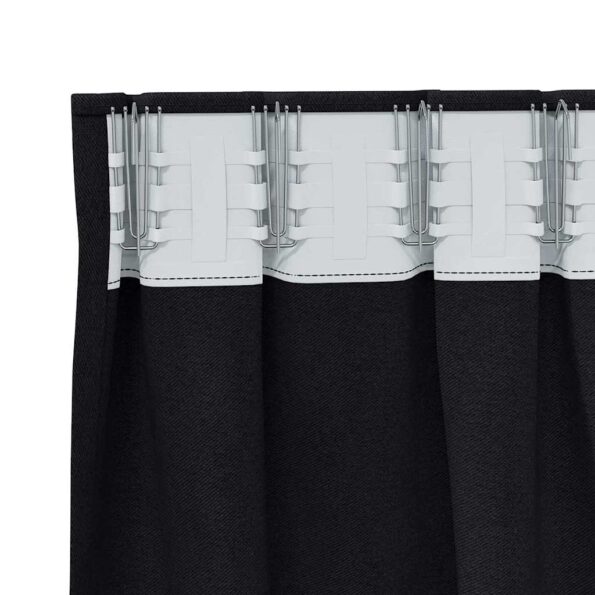 vidaXL Záclony na zatemnenie s krúžkami 2 pcs Čierna 225 x 140 cm – Obrázok 4